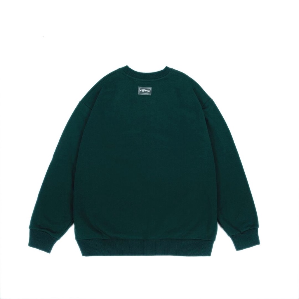 Áo Sweater Nỉ Bông Tay Dài Unisex RICHNESS UNIVERSITY Màu Xanh Lá - Local Brand Chính Hãng