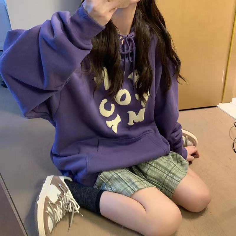 Áo hoodie lót nhung dày dặn thời trang xuân thu cho nữ 2021