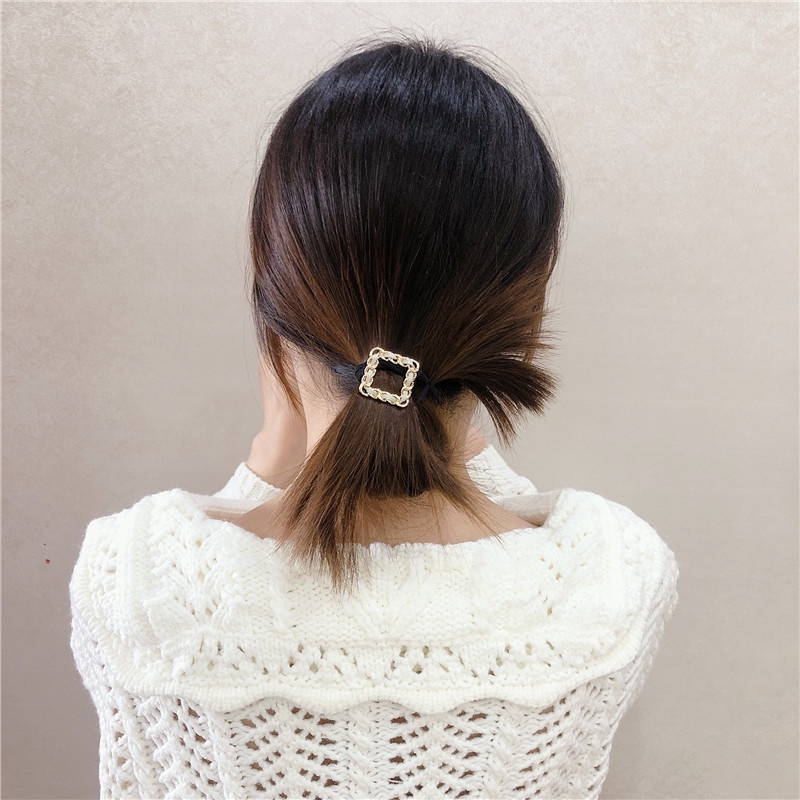 Dây Cột Tóc Cao Su Đính Bóng Lông Đơn Giản Kiểu Nhật Hàn