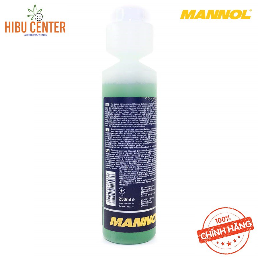 {Cao Cấp} Nước Rửa Kính Xe Ô Tô Đậm Đặc Mannol Scheiben Reiniger 1/100 250ML 5022 – Hàng Chính Hãng – HIBUCENTER