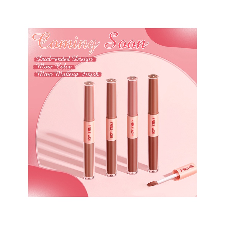 ✧Son Môi Hai đầu Ready Stcok Pinkflash 2 Trong 1 Matte Velvet Mist Surface Lipsick Trọng Lượng Nhẹ Sắc Tố Cao Dễ Lên Màu Trang điểm Môi Lâu Trôi 14 Màu CAO HƠN