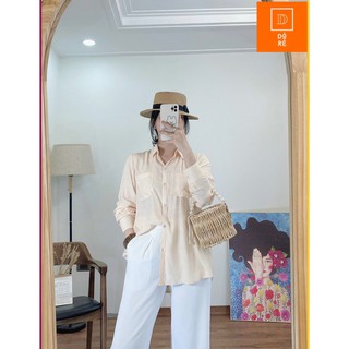 Áo sơ mi lụa túi ốp ngực, áo sơ mi công sở (DR9)