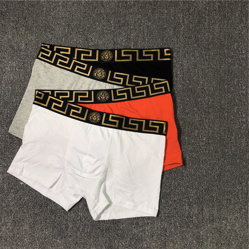 Ancle1988 Trend Versace Pure Color Men's Underwear Pure Cotton Breathable Boxer Shorts Modal Cotton Ice Silk Boxer Shorts