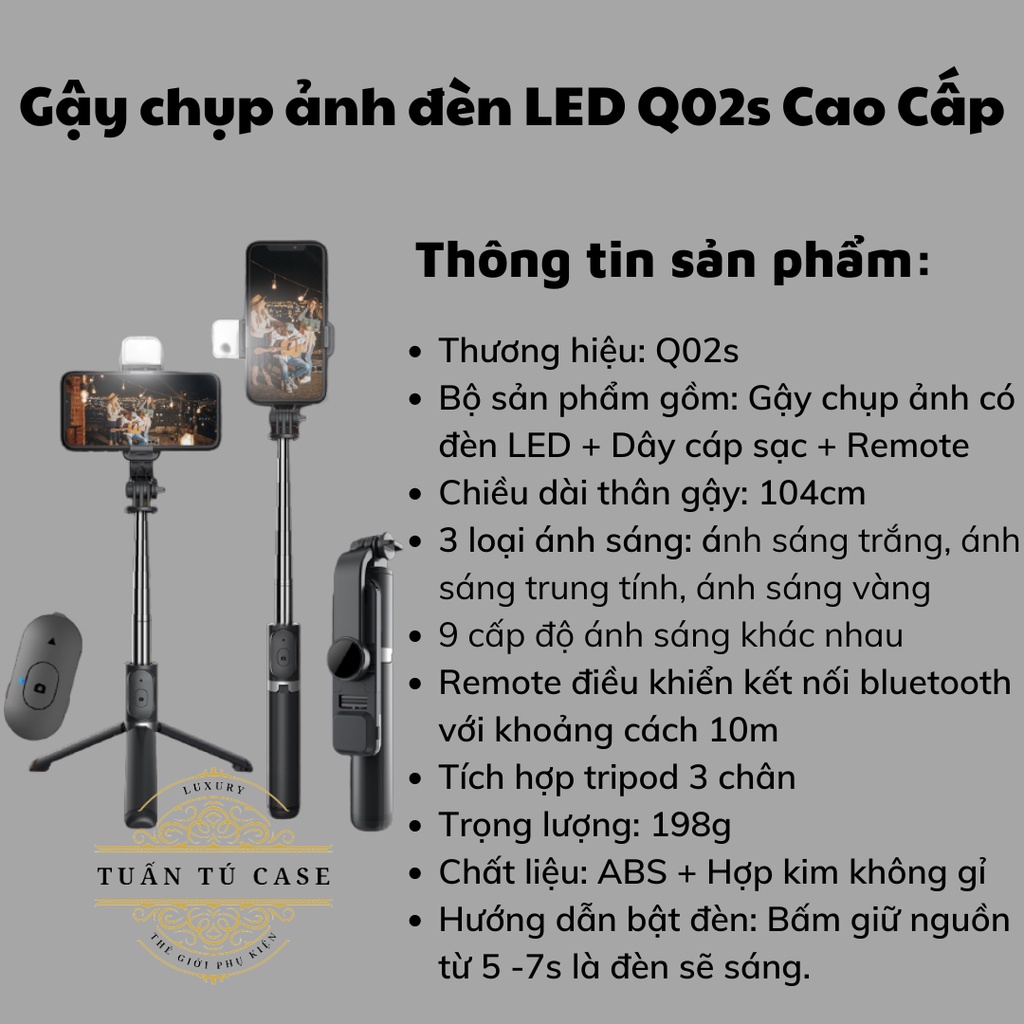 Gậy chụp ảnh Selfie tự sướng Bluetooth XT-02 kèm chân đế Tripod đa năng 3 trong 1 gấp gọn bỏ túi