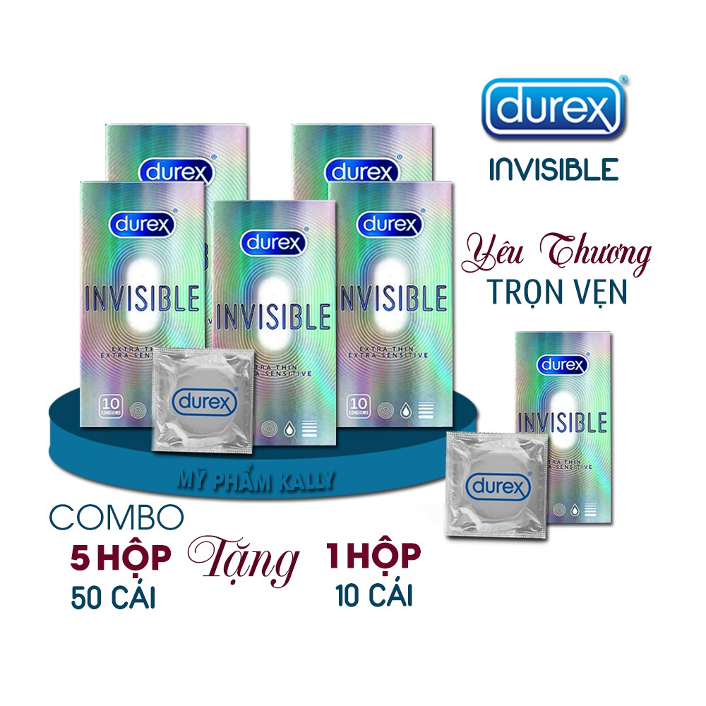 [COMBO 5 HỘP]Bao Cao Su Durex InViSiBLE (Hộp 10 cái)-Siêu Mỏng Ôm Khít-Kéo Dài Thời Gian Quan Hệ-An toàn Chính Hãng 100%