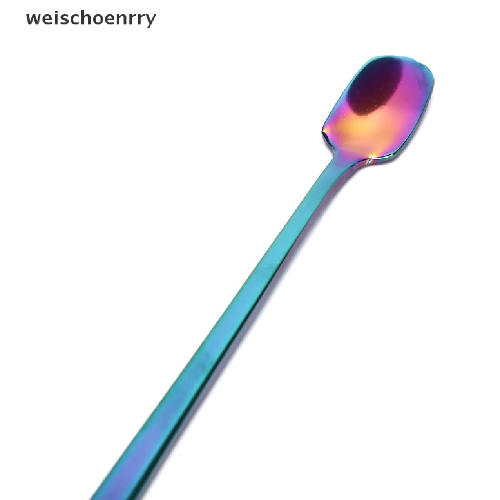 1 muỗng cà phê đầu vuông cán dài bằng thép không gỉ nhiều màu sắc