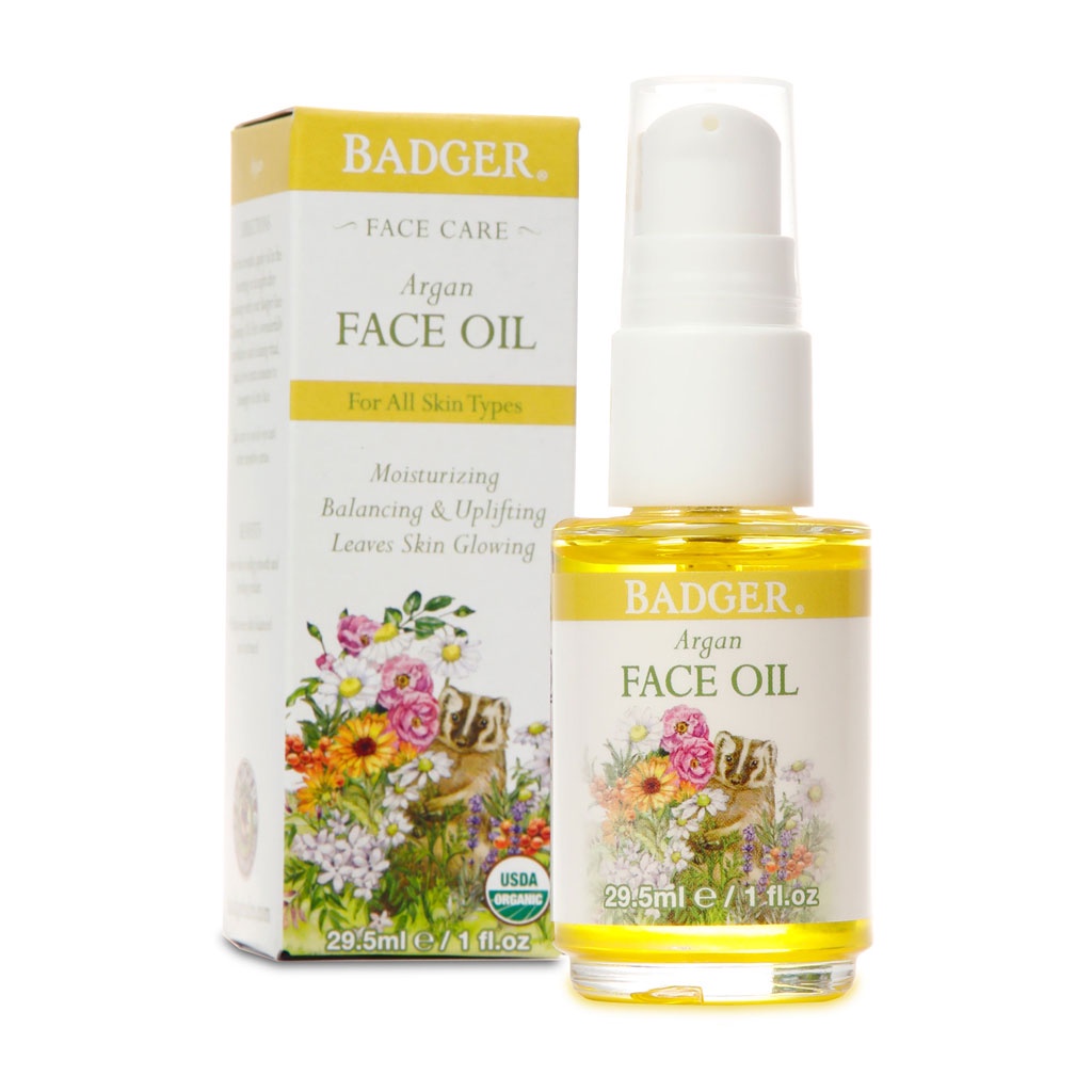 Dầu dưỡng da hữu cơ BADGER Argan organic face oil serum - nhẹ thấm nhanh cho da nhờn mụn và hỗn hợp - 29.5ML