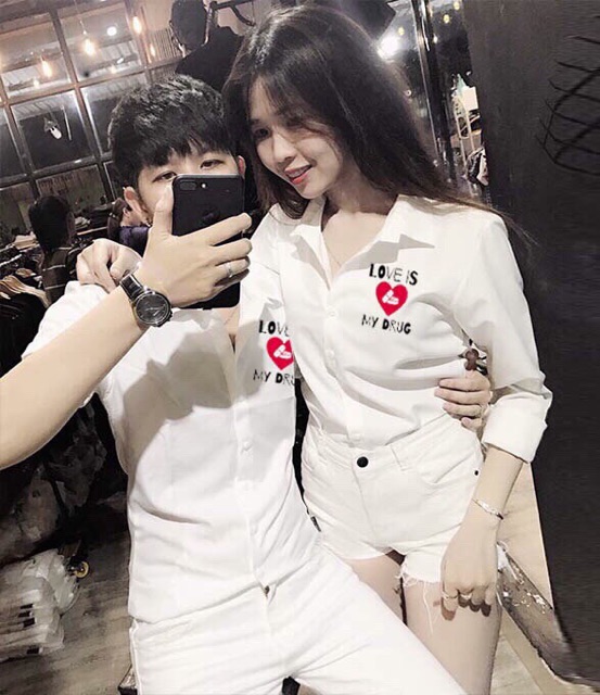 Áo sơ mi LOVE IS unisex siêu đẹp