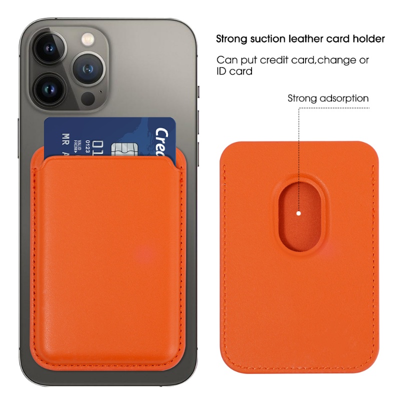 Bao Da Điện Thoại Kiêm Ví Đựng Thẻ Khóa Bấm Nam Châm Mini Cho iPhone 12 13 14 Pro Max Lưng