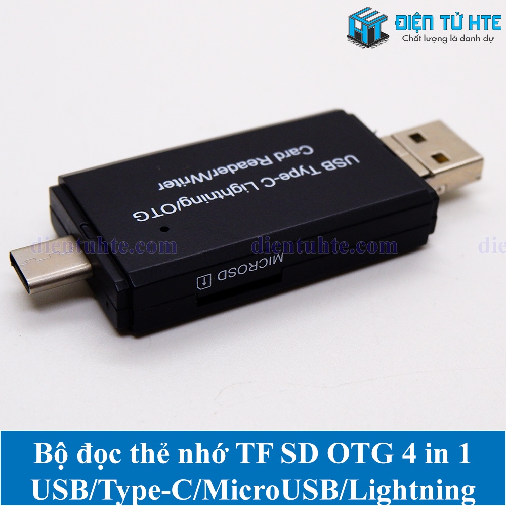 Bộ đọc thẻ nhớ TF SD OTG 4 in 1 USB/Type-C/MicroUSB/Lightning YC-350