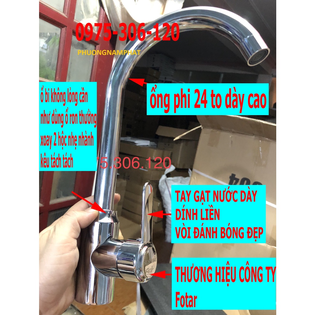 Vòi Rửa Chén Bát Nóng Lạnh 100% INOX 304 ĐÁNH BÓNG N4010 vòi ổ bi xoay nhẹ, tay gạt nước dính liền