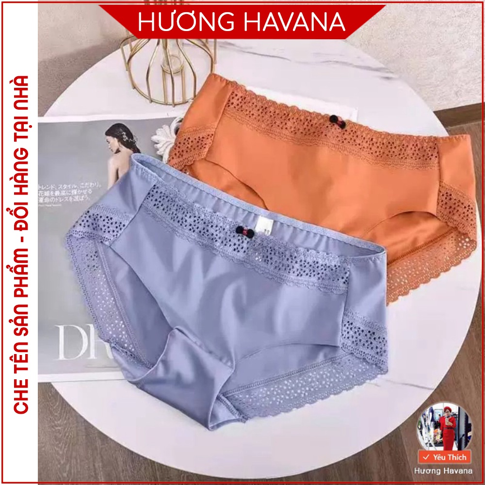 Quần lót nữ su lụa viền ren hoa nhí - freesize - quần chip nữ kiểu hiện đại FLQ77
