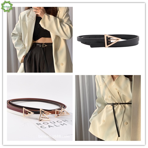 Thắt lưng da PU khóa kim loại hình tam giác 110cm phong cách retro thời trang Hàn Quốc