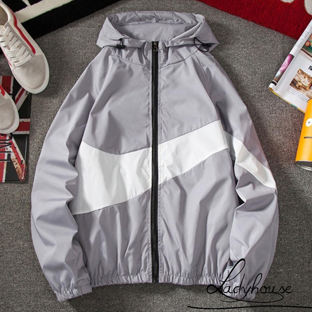 Áo Khoác Hoodie Tay Dài Khóa Kéo Màu Sắc Thời Trang Thu Đông Cho Nam