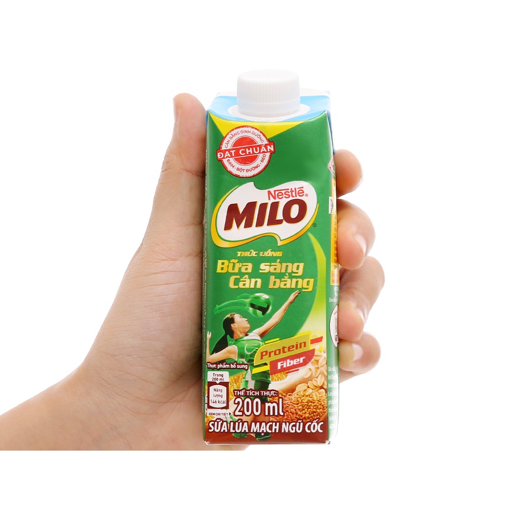 Hộp sữa milo lúa mạch nắp vặn tiện dụng 210ml/200ml