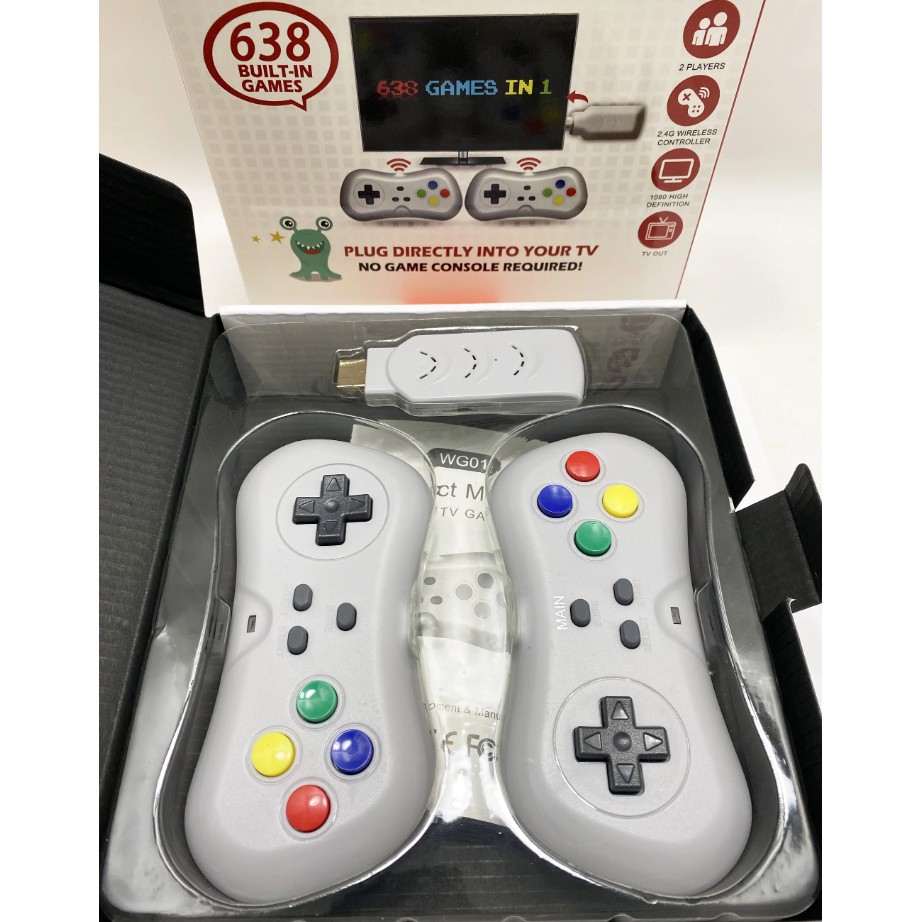 Máy Chơi Game Mini Retro 638 Trò - Phiên Bản 2 Tay Cầm Chơi Game - Cắm Cổng HDMI - Kết Nối Không Dây - Bảo Hành 6 Tháng