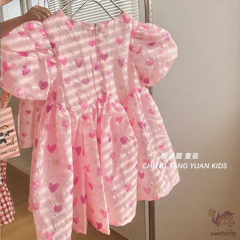 Đầm Công Chúa Tay Phồng Phong Cách Hàn Quốc Ngọt Ngào Cho Bé Gái