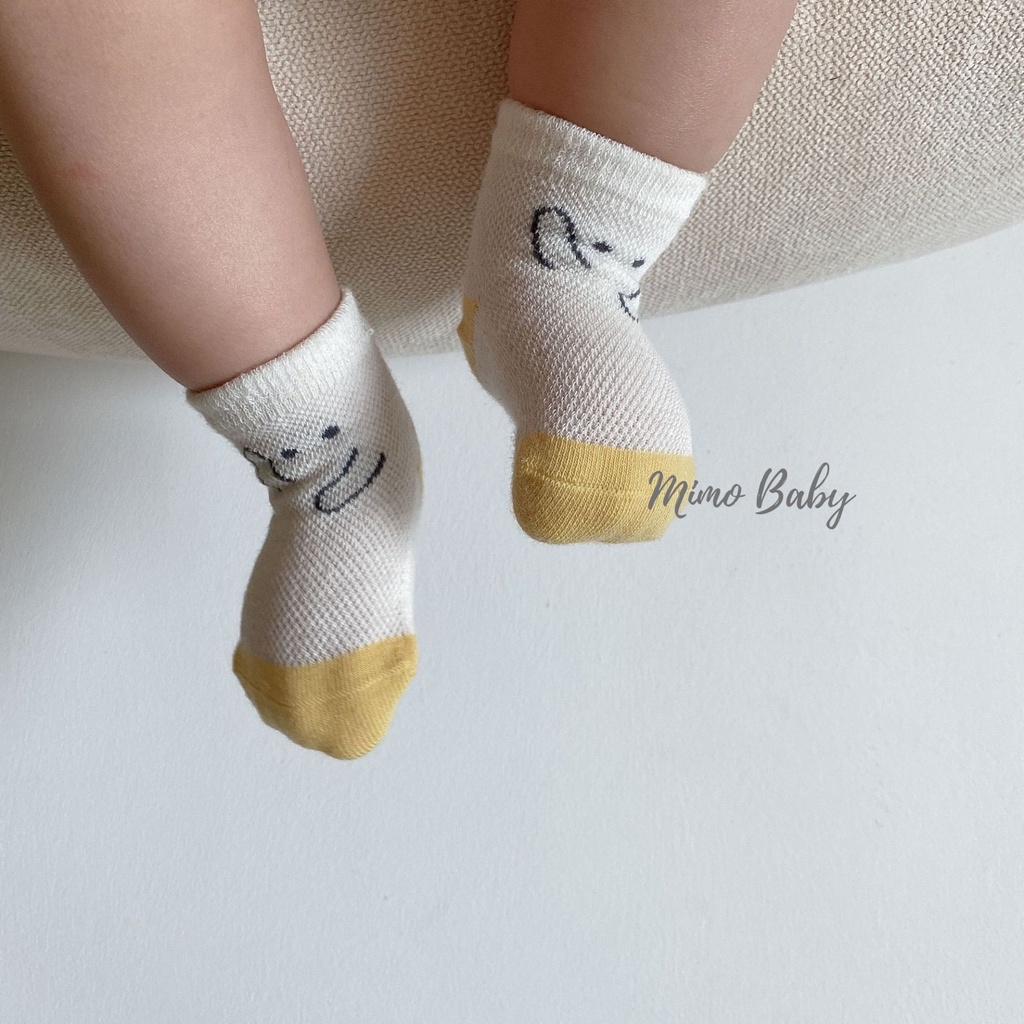 Set 3 đôi tất lưới thoáng khí cao cổ in hình dễ thương cho bé T29 Mimo Baby