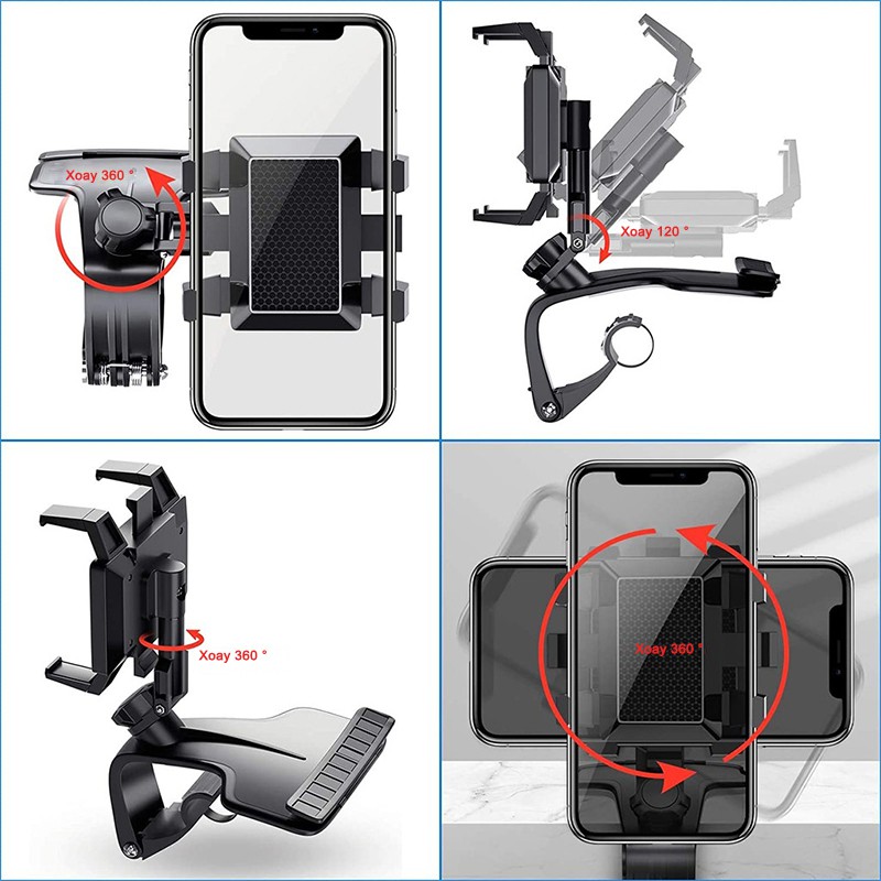 1200°car mobile phone holder, 360°rotating adjustable spring clip multifunctional mobile phone holder, suitable for 4 to 7 inches