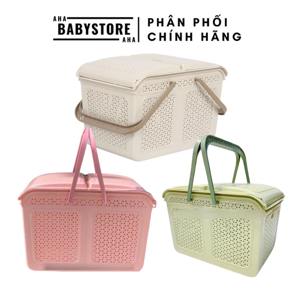 Làn nhựa đi sinh đa năng có nắp mở rộng tiện lợi, Giỏ đựng đồ sơ sinh cho bé