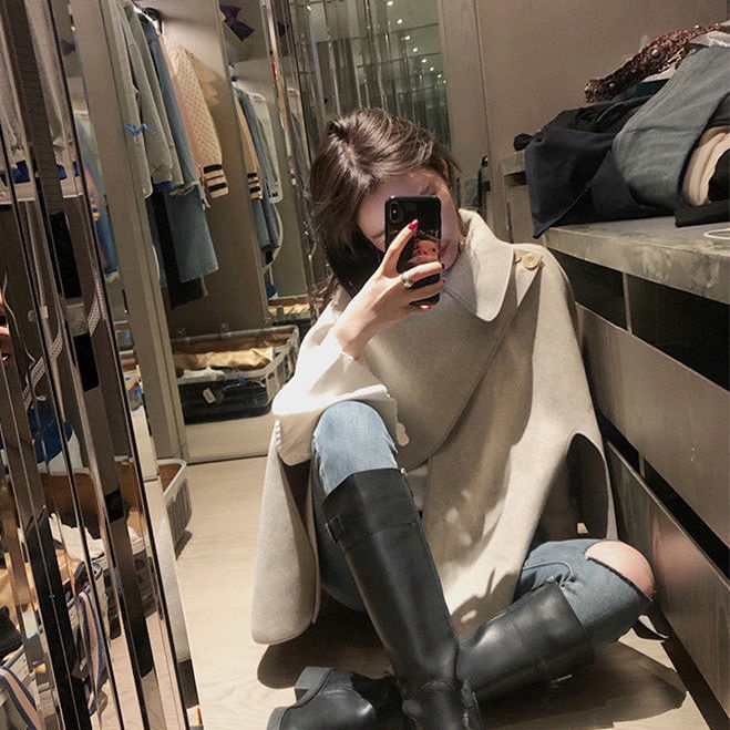 Áo choàng len dáng rộng thời trang thu đông cho nữ | BigBuy360 - bigbuy360.vn