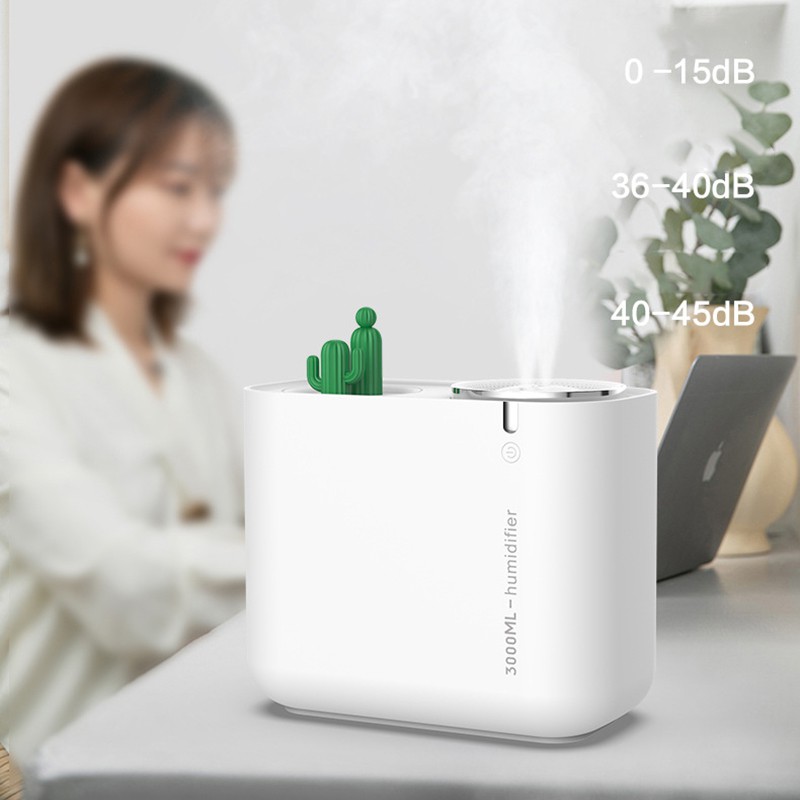 Máy phun sương tạo ẩm Fnelse dung tích 3l hình cây xương rồng/chú gấu tích hợp đèn ngủ LED