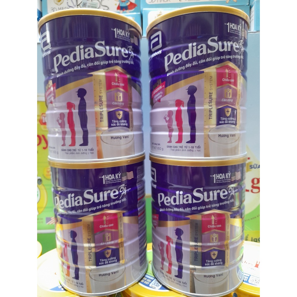 Lon Sữa Bột Pediasure  850g.. nguồn dinh dưỡng đầy đủ và cân đối được chứng minh lâm sàng giúp bé tăng cân nặng