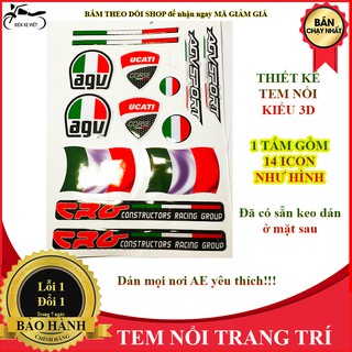 [ẢNH THẬT] 1 TẤM TEM NỔI, TEM DÁN, DECAL DÁN GỒM 14 ICON CỰC ĐẸP - TEM NỔI KIỂU 3D CHỐNG NƯỚC VÀ KHÔNG PHAI MÀU