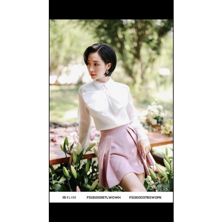 sơ mi voan trắng nơ elise