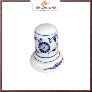 Gốm sứ Bát Tràng - ống đựng tăm hũ tăm hoạ tiết hoa cúc dây vẽ tay