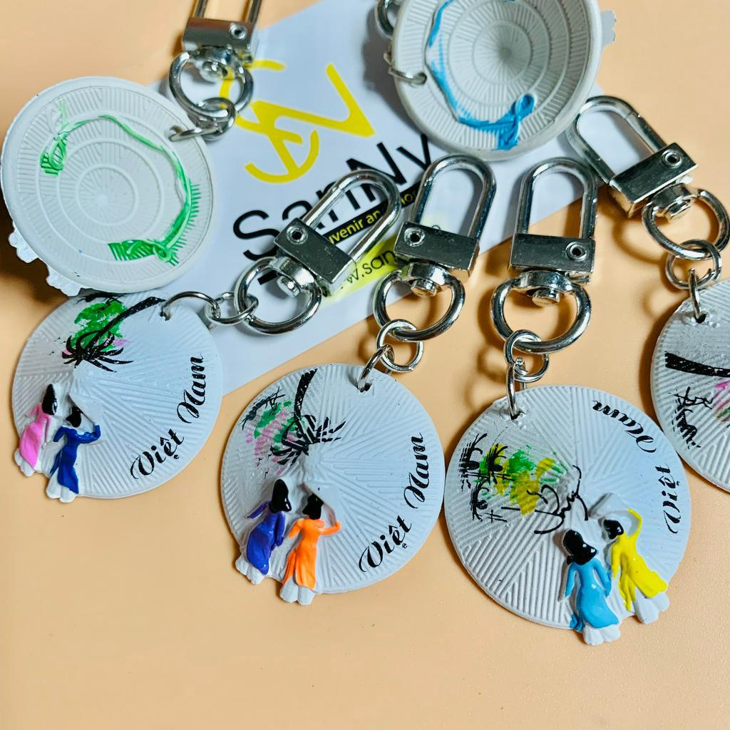 01 Móc khóa nón lá SanNy handmade 3cm, Keyring airpod quà tặng lưu niệm Việt Nam