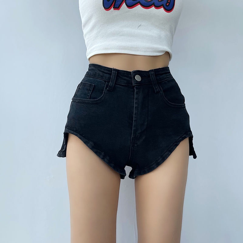 Quần Short denim Lưng Cao Thiết Kế Không Đồng Đều Thời Trang Theo Phong Cách Hàn Quốc