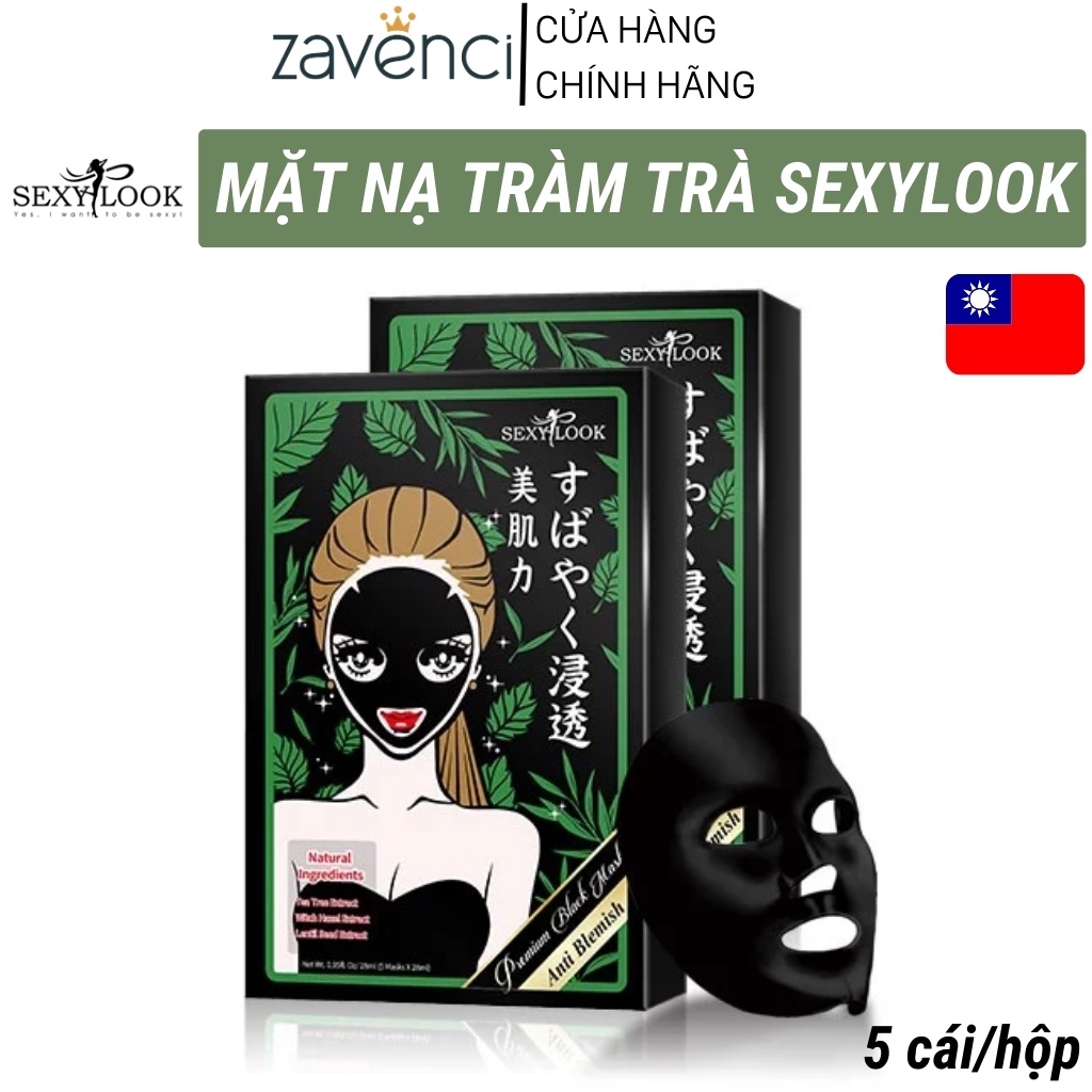 Mặt nạ SEXYLOOK Anti Blemish Black Facial Mask dưỡng da 5 miếng/hộp - ZAVENCI Official