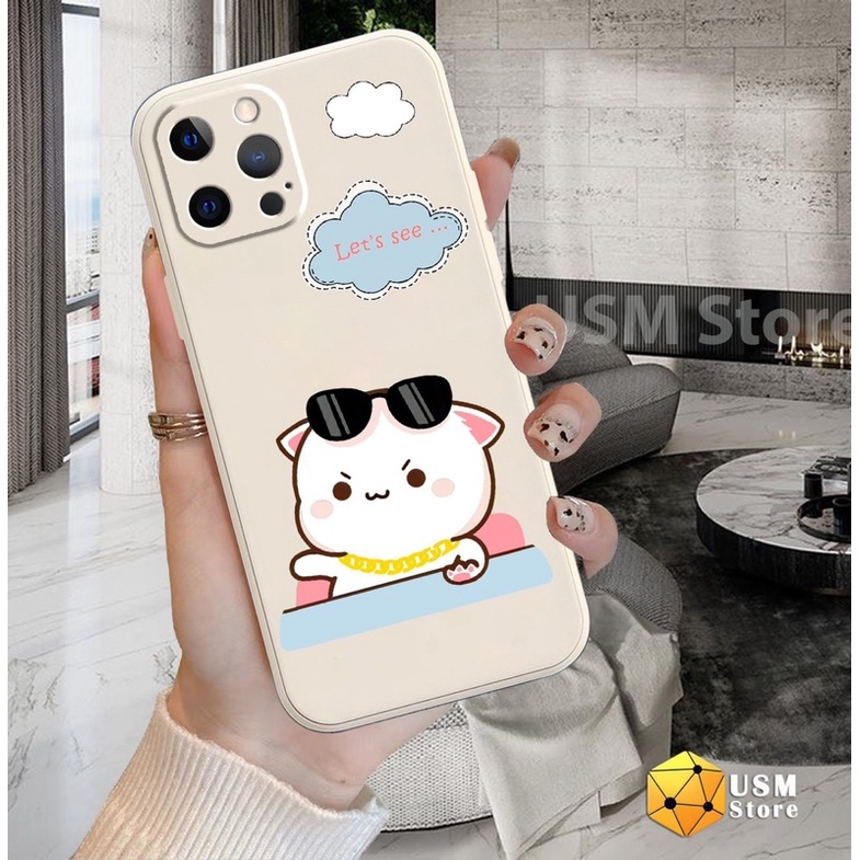 Ốp lưng iphone 11/11 Pro/11 Promax/12/12 Mini/12 Pro/12 Promax/13/13 Promax có viền bảo vệ camera, hình  mèo dễ thương