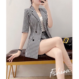 Set bộ vest short 3 món caro hàng cao cấp size M L XL 2Xl