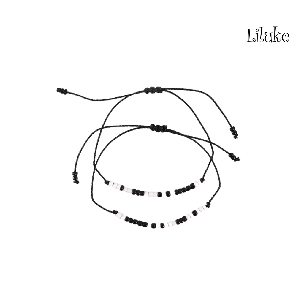 Bộ 2 Vòng Tay Dây Bện Xỏ Hạt Có Thể Điều Chỉnh Kích Thước Đầy Cá Tính