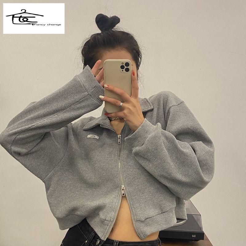 Hàng Có Sẵn Bán Chạy~Áo Khoác Có Dây Kéo Dáng Ngắn Dễ Phối Đồ Thời Trang Xuân Thu Phong Cách Mới Dành Cho Bạn Nữ 2022