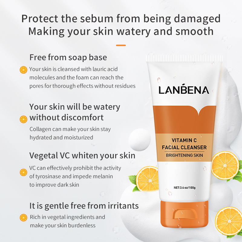 (Hàng Mới Về) Sữa Rửa Mặt Vitamin C Dưỡng Ẩm Kiểm Soát Dầu Làm Trắng Da Lanbena 100g | BigBuy360 - bigbuy360.vn