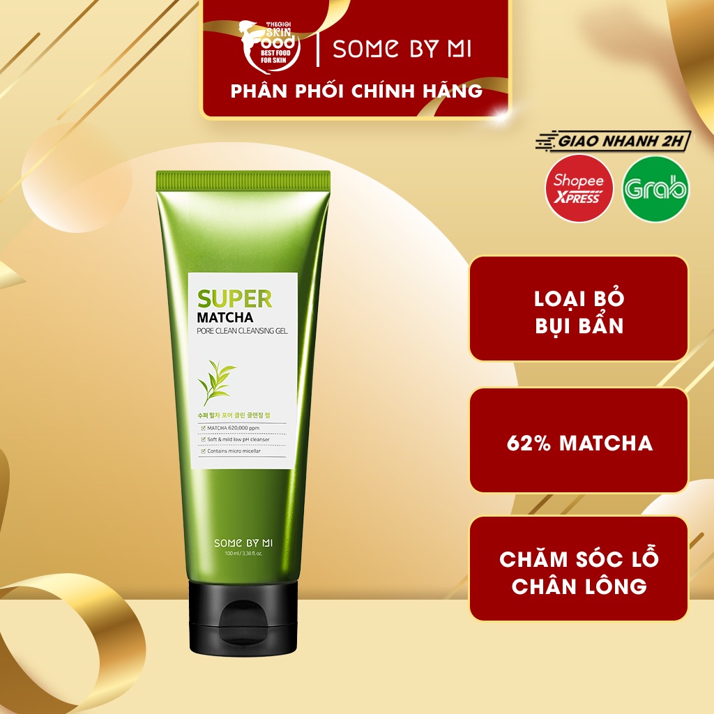 Sữa Rửa Mặt Dạng Gel Làm Sạch Sâu Some By Mi Super Matcha Pore Clean Cleansing Gel 100ml
