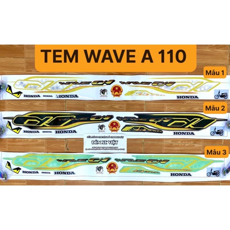 Tem decal rời dán wave a 110 cc đời năm 2017 đến 2022 - 3 mẫu tuỳ khách chọn - Cực rẻ đẹp và thời trang - Đèn xe Việt