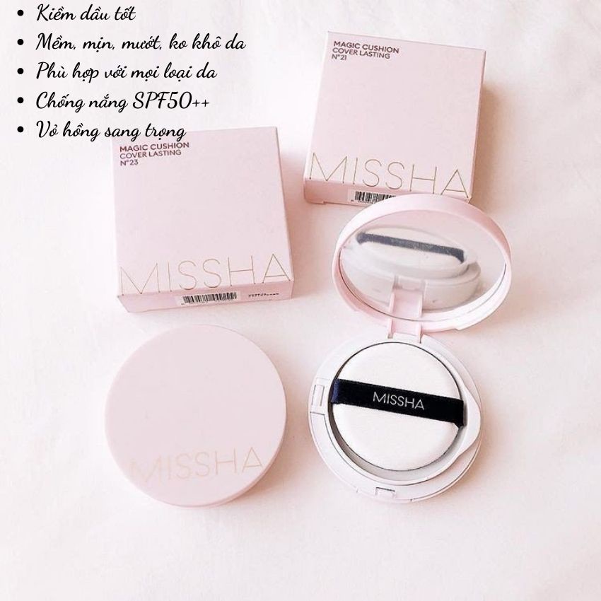 Phấn nước Missha M Magic Cushion SPF 50+ PA+++ Màu hồng đủ tone 21+23