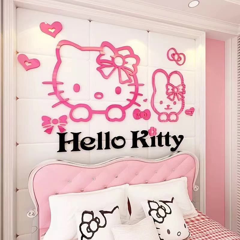 ☏Giấy dán tường hình mèo hello kitty 3d xinh xắn