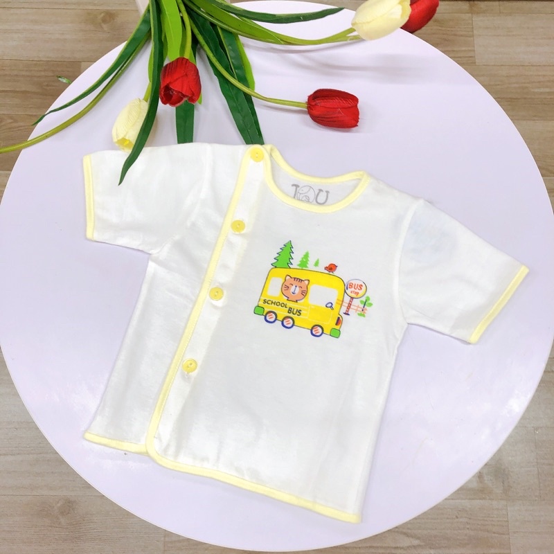Áo Cộc Tay Jou Nền Trắng In Hoạ Tiết Cho Bé Sơ Sinh