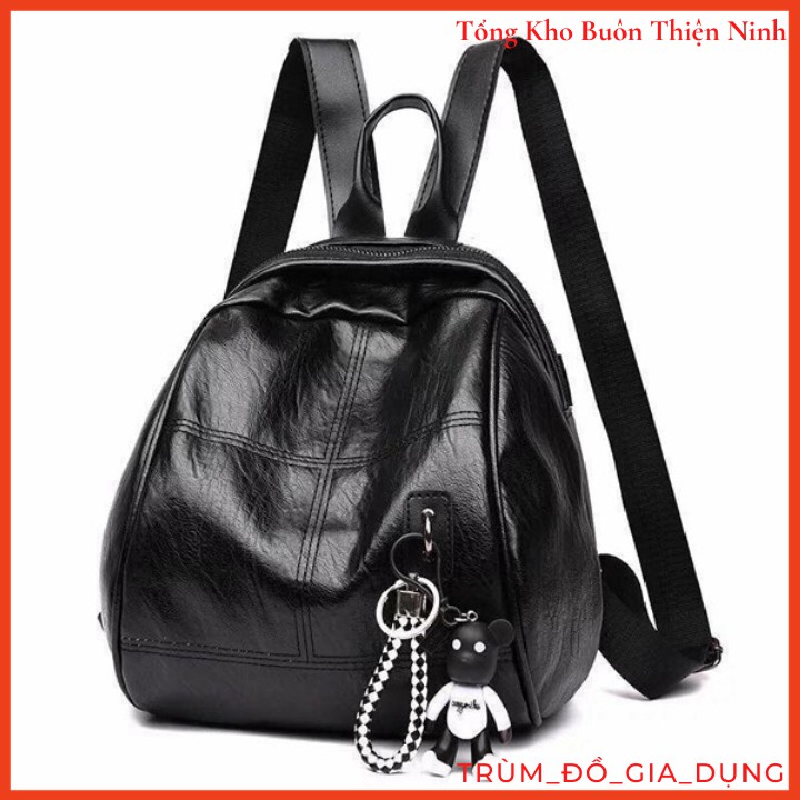 Balo nữ da mềm thời trang tặng kèm móc gấu