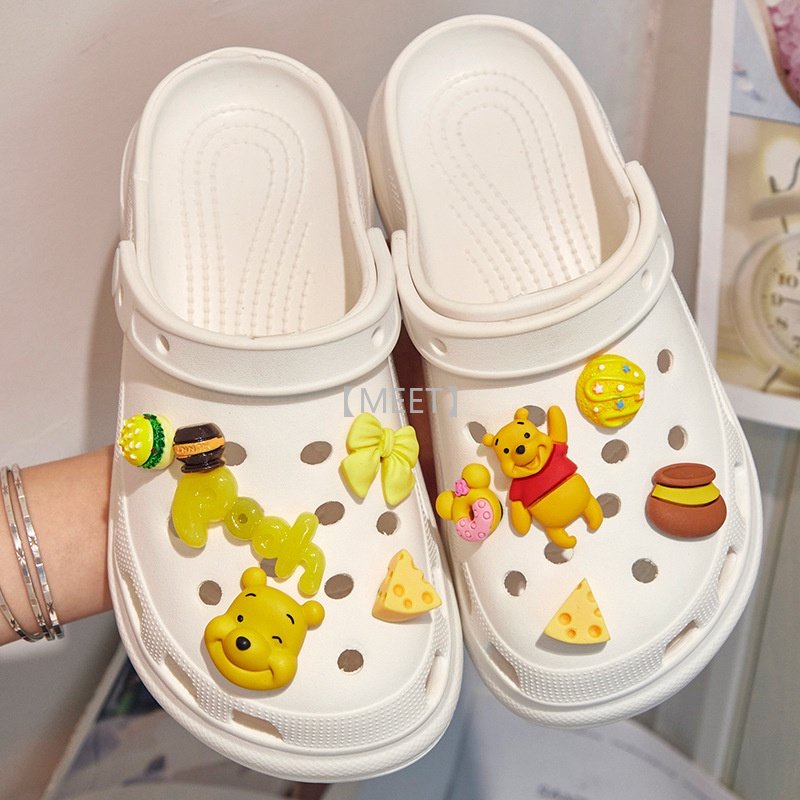 [MEET] Phụ Kiện Khóa Cài Giày Crocs DIY Hình Hoạt Hình Gấu Pooh Trang Trí Hoa croc Jobz charm Cartoon
