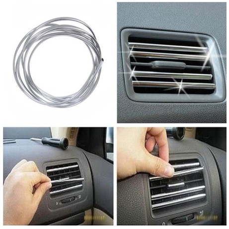Nẹp cửa gió điều hòa viền chỉ khe máy lạnh Dây nhựa mạ crom kim loại chữ U trang trí nội thất xe hơi ô tô 1m 2m 4m 3m