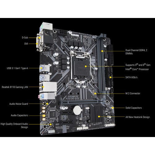 Main Gigabyte GA-B365M-D2V (Chipset Intel B365/ Socket LGA1151/ VGA onboard)