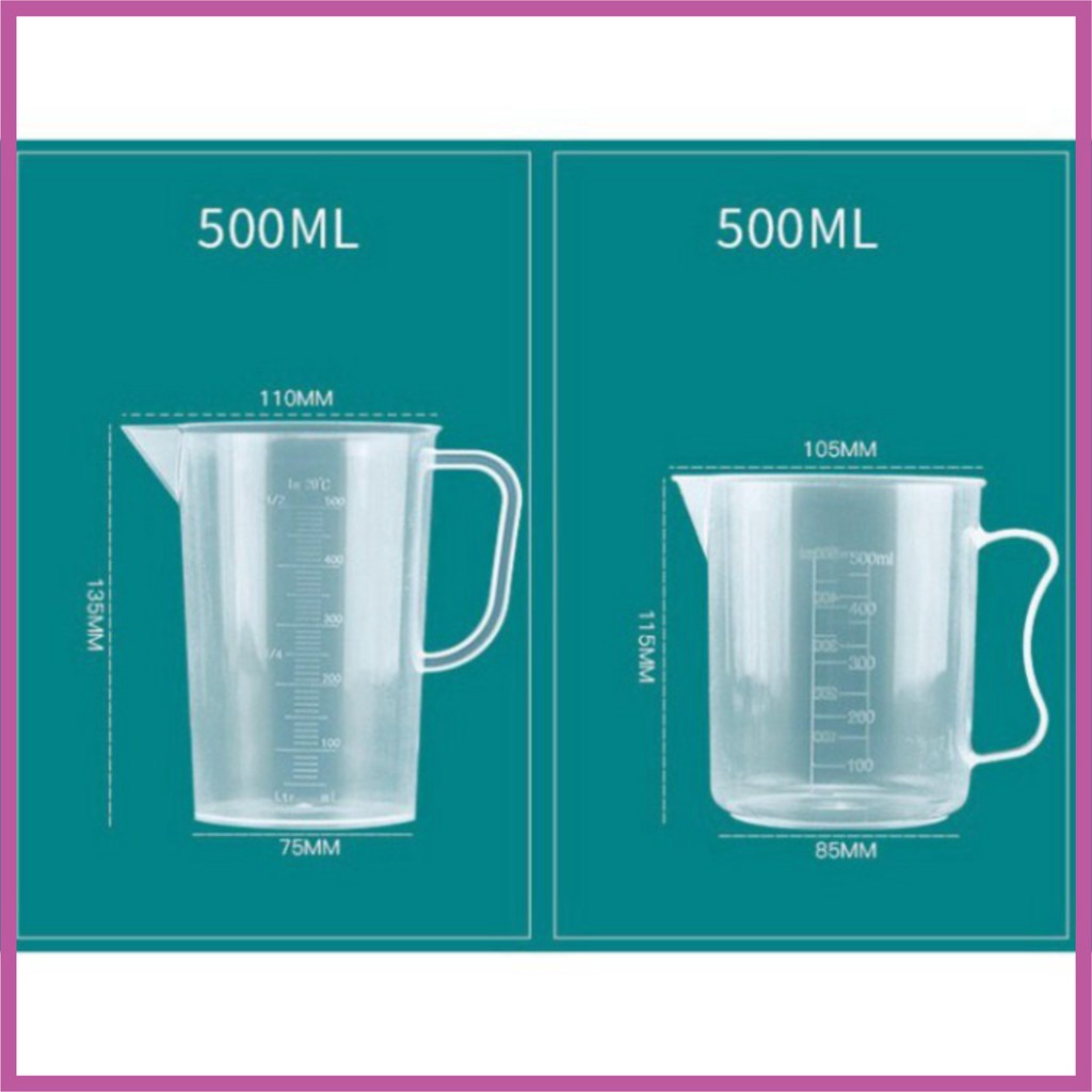 Ca Đong Định Lượng Pha Chế 100ml, 250ml, 500ml, 1L, 2L, 5L Có Quai - Ca Nhựa Có Quai - SamHoreca