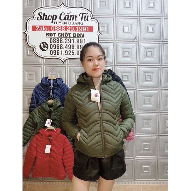 Áo phao nữ siêu nhẹ D'layla hàng Vnxk có mũ giữ âm chất phao siêu mềm | BigBuy360 - bigbuy360.vn