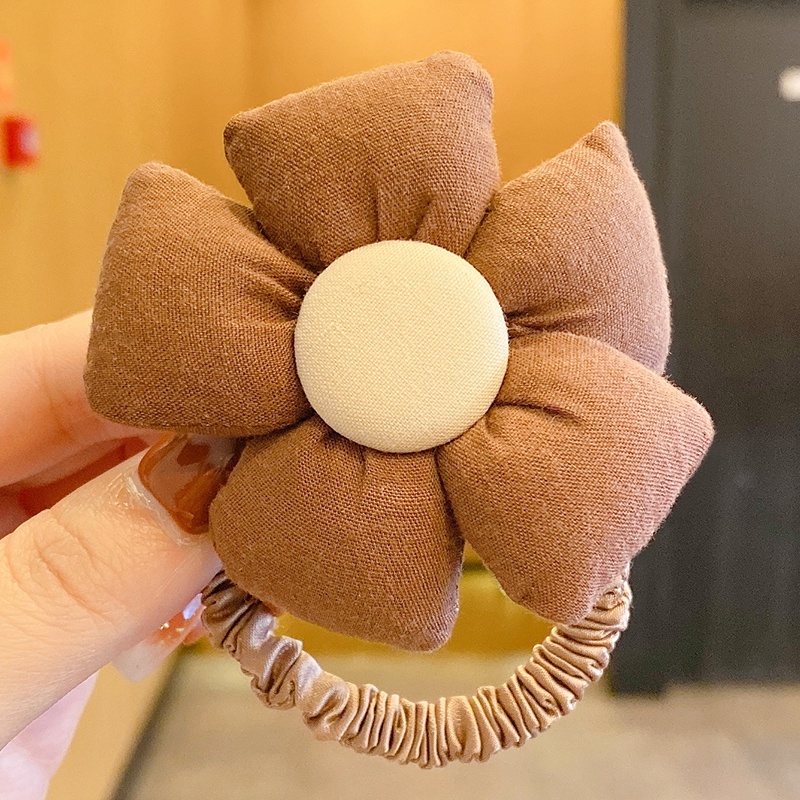 Dây Buộc Tóc Cao Su Đính Nơ In Họa Tiết Hoa Dễ Thương Phong Cách Hàn Quốc Thời Trang Cho Nữ